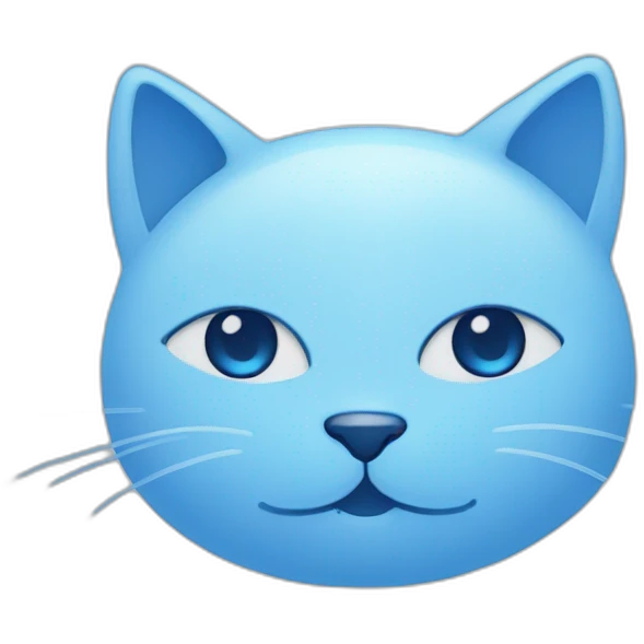 Blue simplistic sketch of a cute cat face emoji
