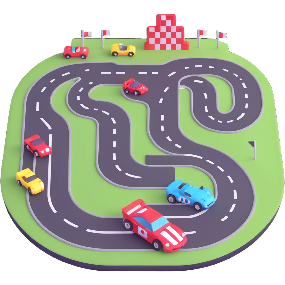 race track with racing cars emoji