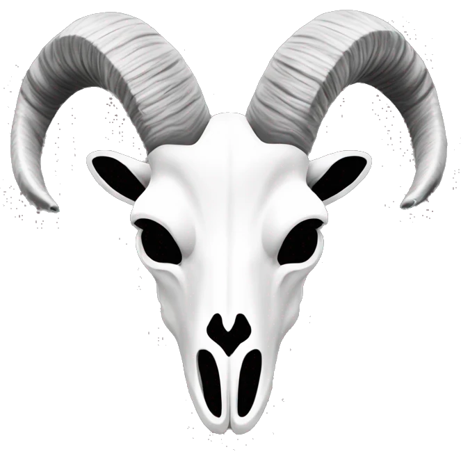 goat skull black & white  emoji