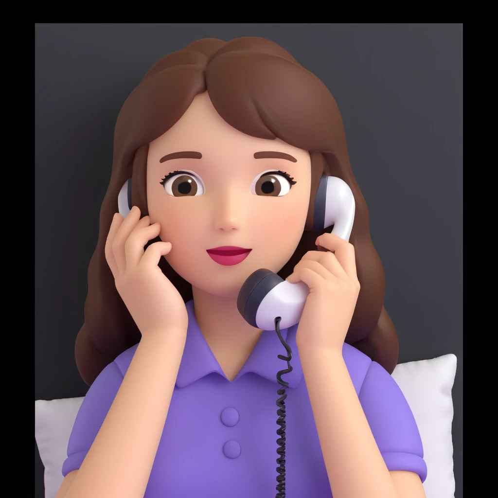girl talking on phone bedroom background, close up pose emoji