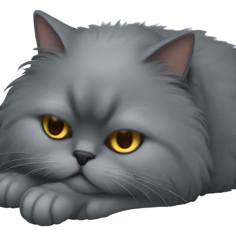 Dark grey persian cat sleeping  emoji