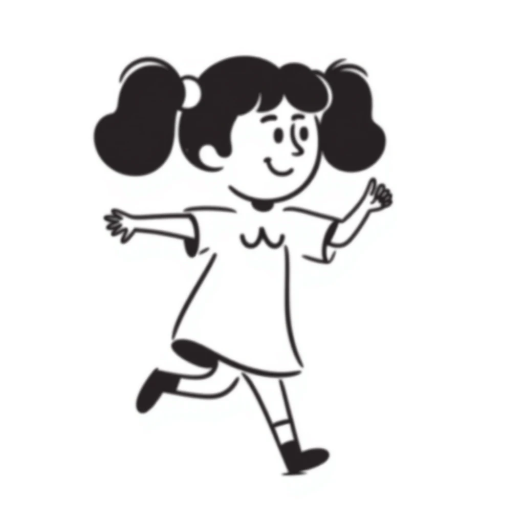 Hand-drawn little girl with pigtails and a cute dress emoji
