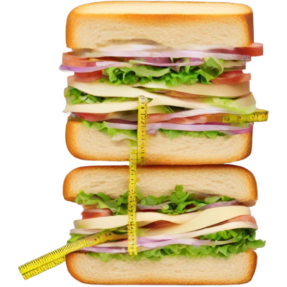 Sandwich with tape measure pulled tight emoji