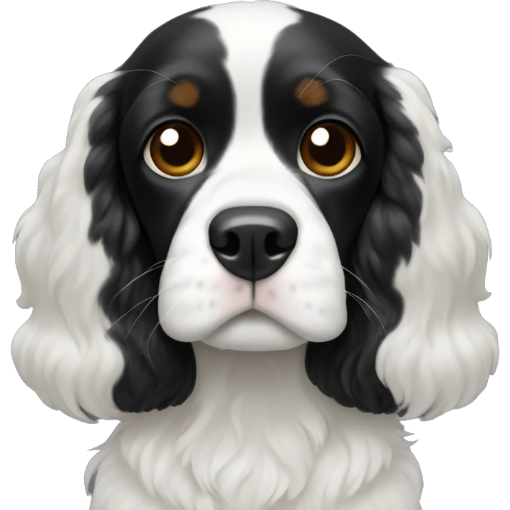 Small completely black king spaniel with white on chest. No white on the face emoji