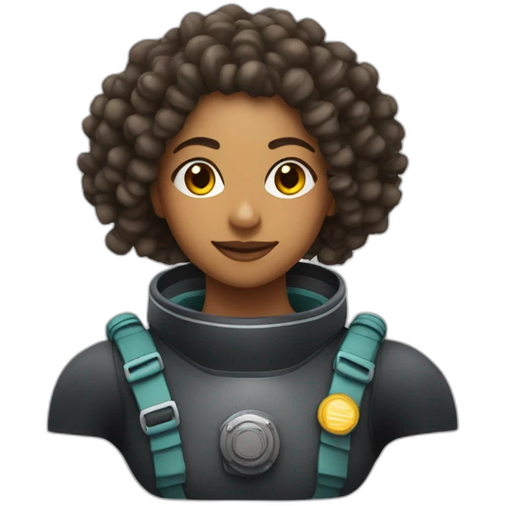 Indian woman with curly hair in a diving suit emoji