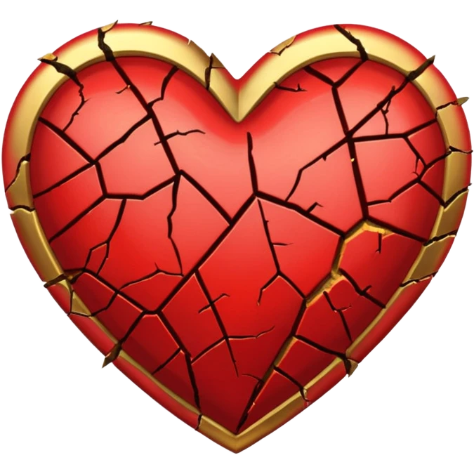 Make a red heart with cracks in it. Make the cracks filled with gold emoji