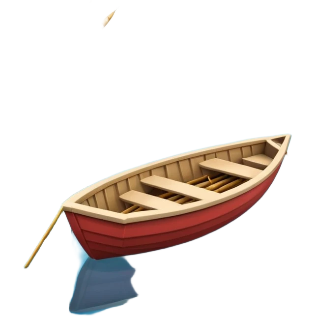 A 3D cartoon small boat floating on estuary water, with nearby reeds and horizon in view, bright lighting, photo frame,Memoji-style. emoji