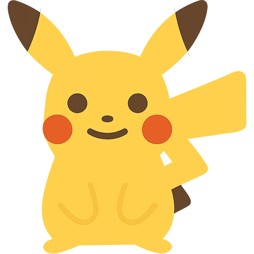 pikachu icon, flat color icon style, using pikachu's classic yellow and brown color palette emoji