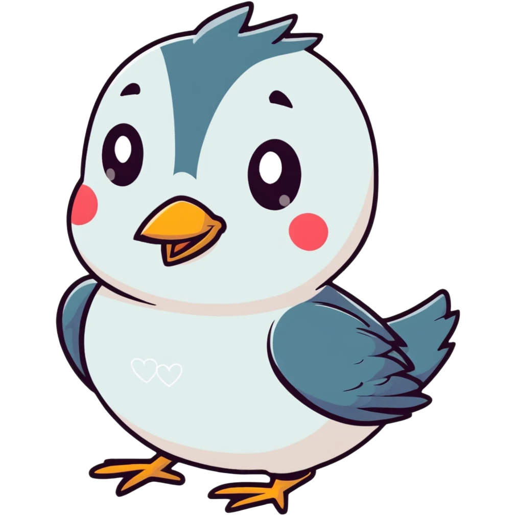 Cute bird with loving eyes emoji