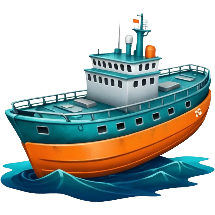 sinking ship in figma colours half underwater emoji