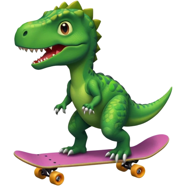 Dinosaur riding a skateboard emoji