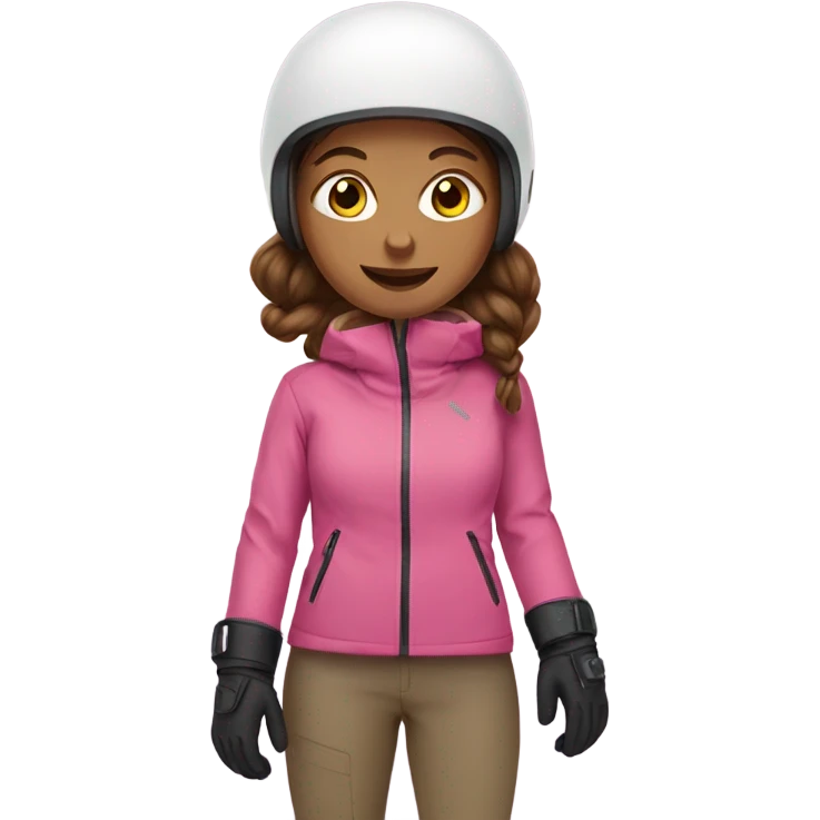 girl with brown hair snowboarding pink jacket emoji