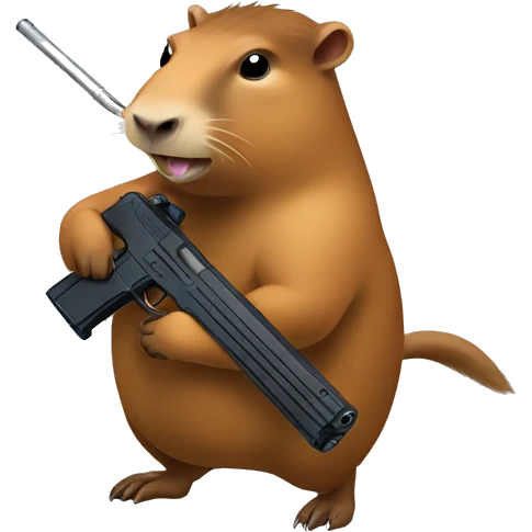 Capybara with a gun emoji