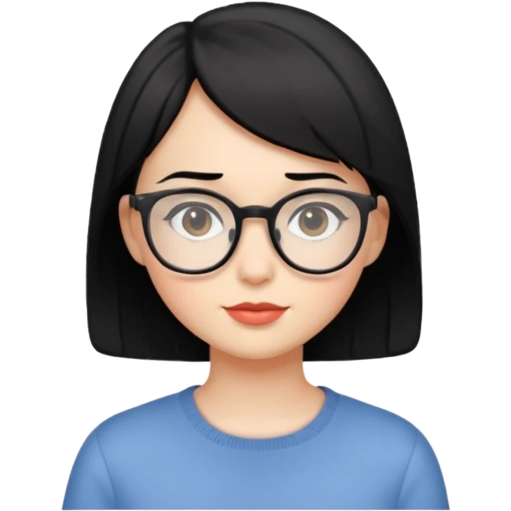 Chica cabello corto negro y lentes emoji