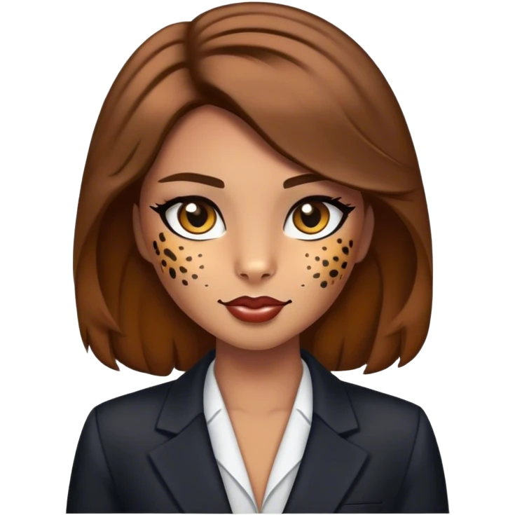 Female leopard with make up and blazer brown hair   emoji