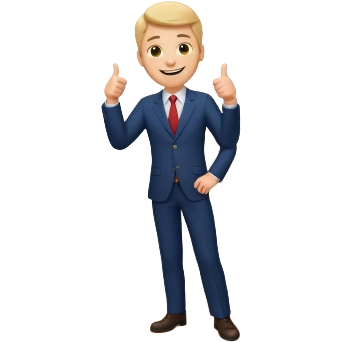 man standing on a mountain of papers, showing a thumbs up emoji emoji