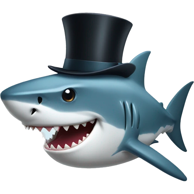 Shark with a top hat emoji