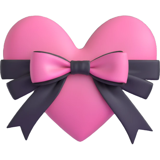 pink heart with a black bow knot emoji
