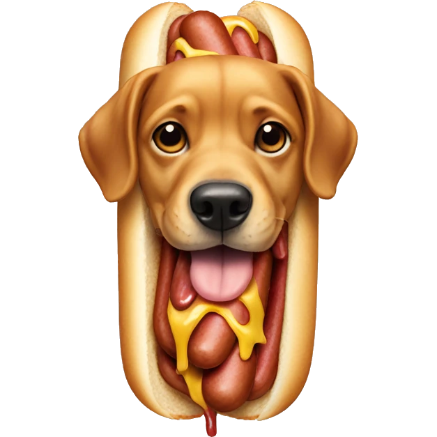 Dog eat hot dog emoji