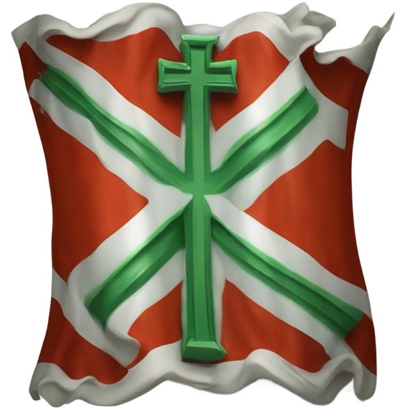 a red wavy rectangle with a white saint georges cross. a green saltire. emoji