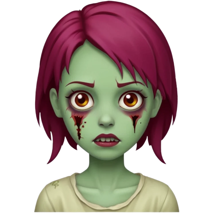 girl zombie with burgundy hair emoji emoji