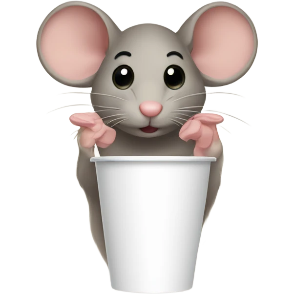 Mouse drinking from a paper cup emoji