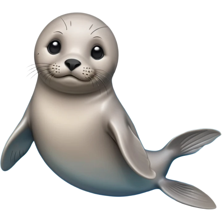 A 3D cartoon seal swimming with visible flippers, calm blue water, soft sunlight, Memoji-style realism. emoji