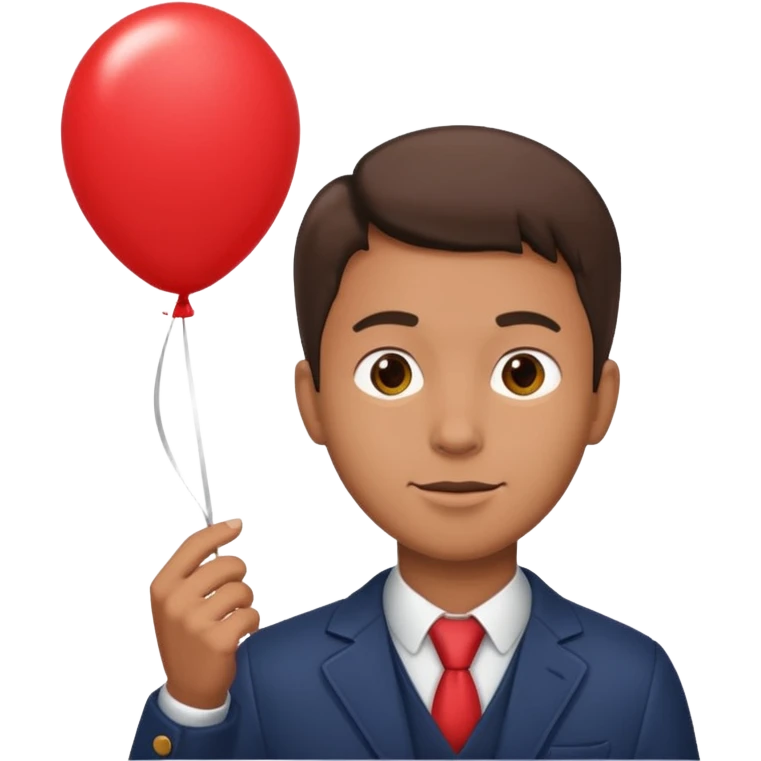 Man holding red balloon emoji