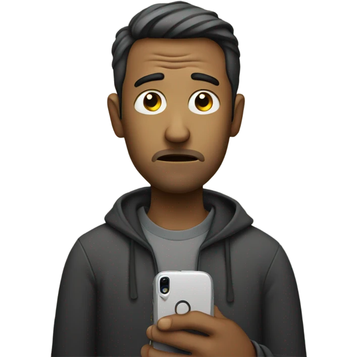Sad man with phone in hand emoji