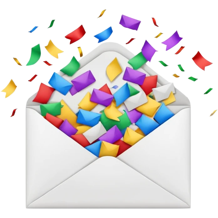 white envelope with confetti emoji