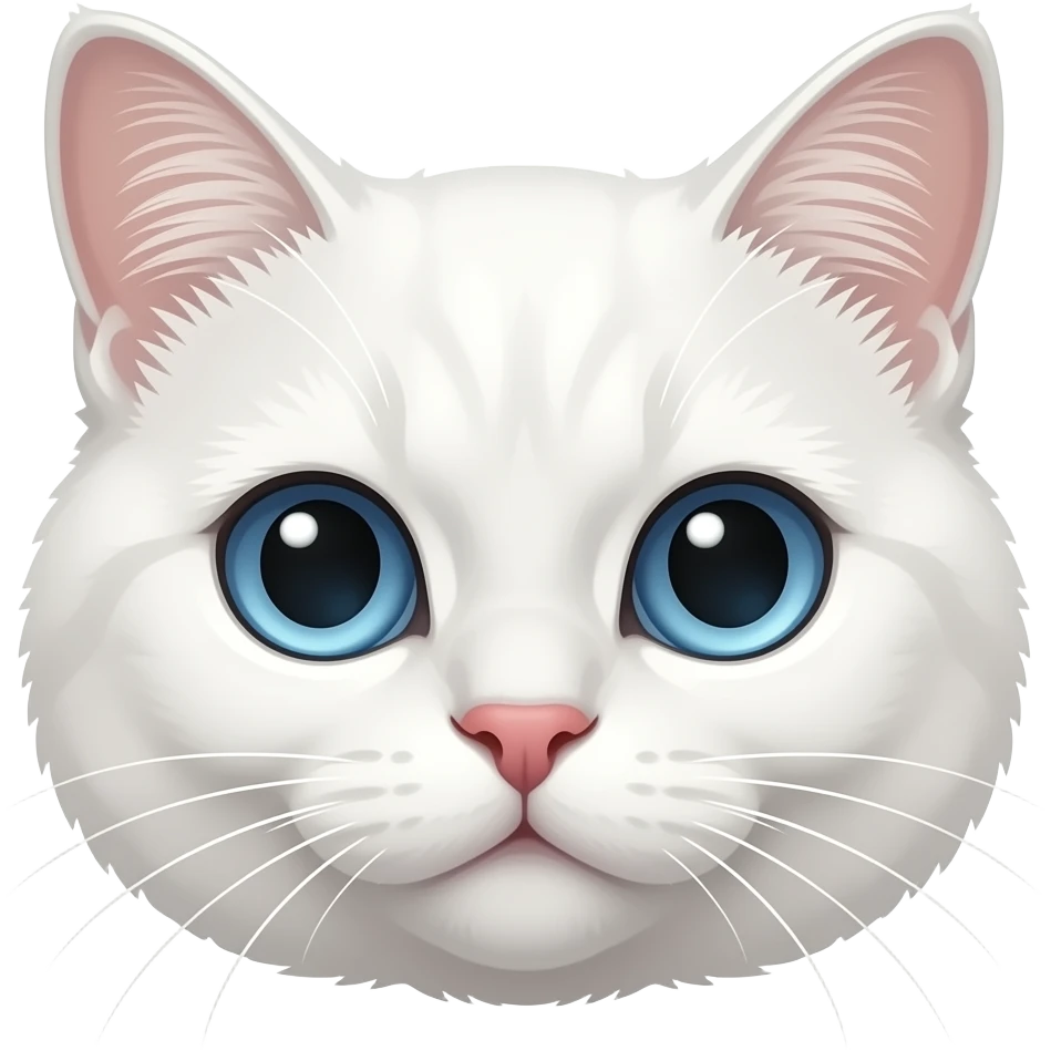 Mavi gözlü bembeyaz kedi yüzü british kedi emoji