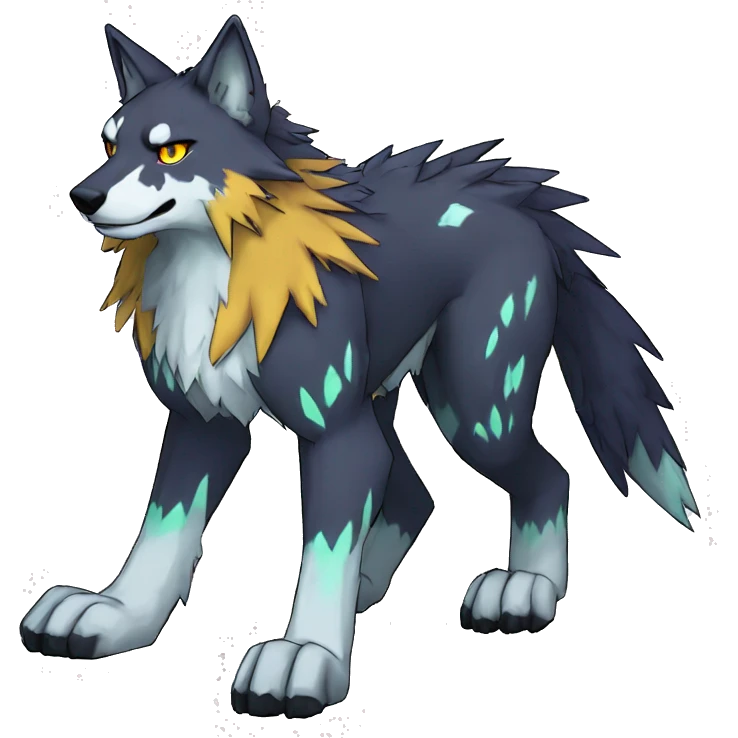  Cool Edgy Colorful Digimon-Fakemon-Wolf with edgy markings full body emoji
