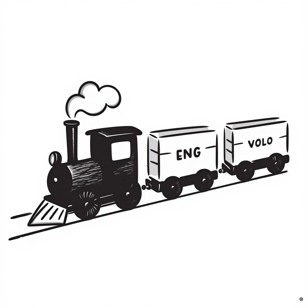 cargo train black doodle style emoji