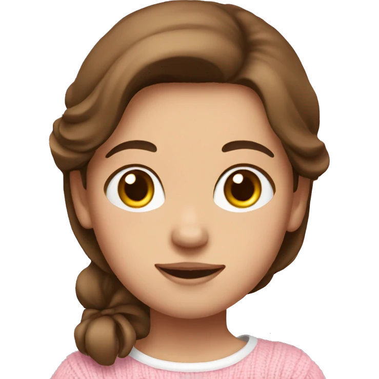 Brown haired girl with white bow and pink sweater emoji
