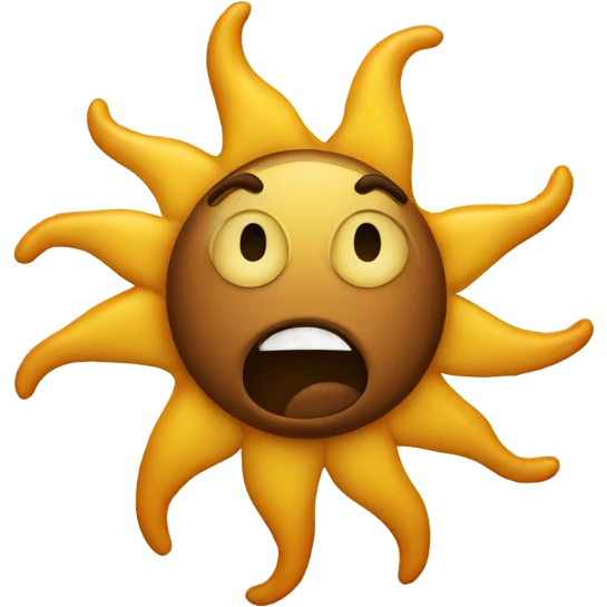 The sun emoji with a weird face but mixed with the poop emoji emoji