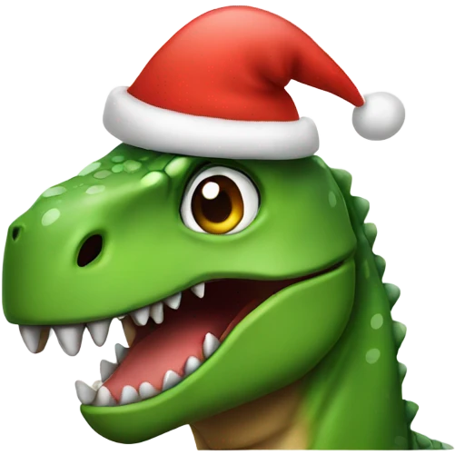 dinosaur with christmas hat emoji