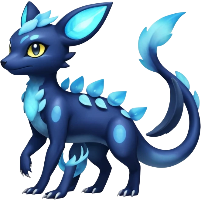 Colorful Iridescent Exotic Salandit-Meowstic-Umbreon-Fakémon-hybrid-creature (full body)  emoji