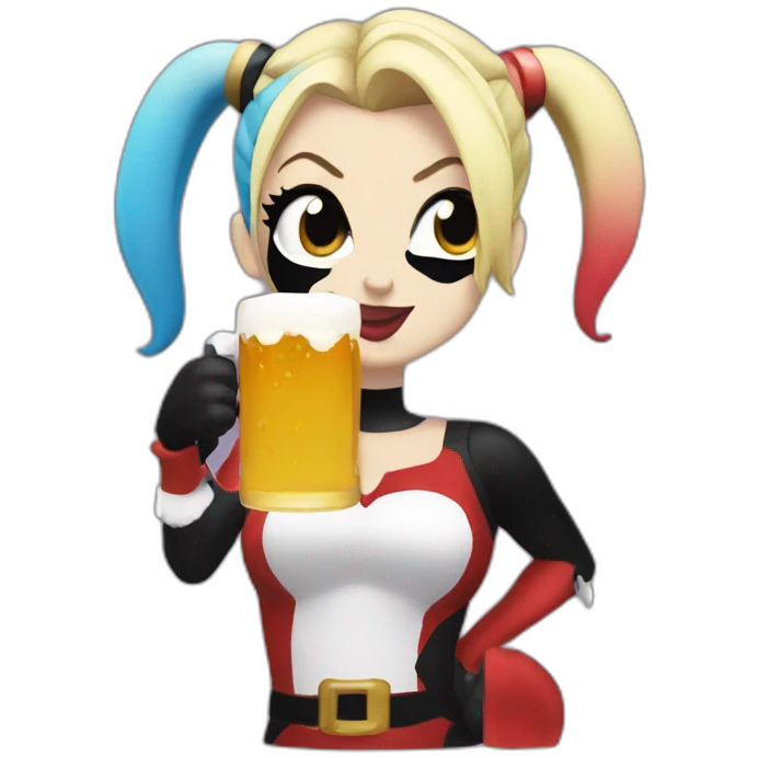 Harley Quinn drinking beer emoji