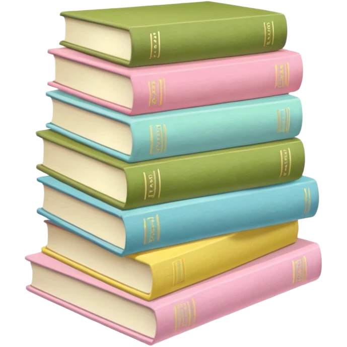 stack of white/baby blue/baby pink/baby yellow/baby matcha green books emoji