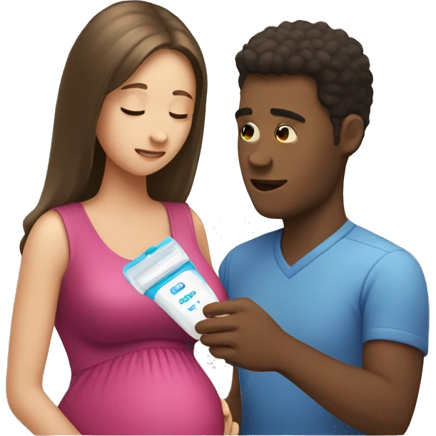 couple looking at pregnancy test emoji