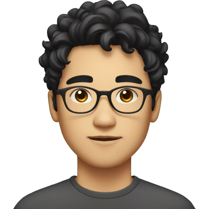 make a young man with glasses kinda nerd and had short and kinda curly black hair asian face emoji