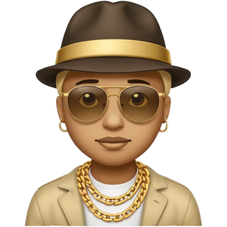 gangster emoji, tough expression, gold chain, sunglasses, hat emoji