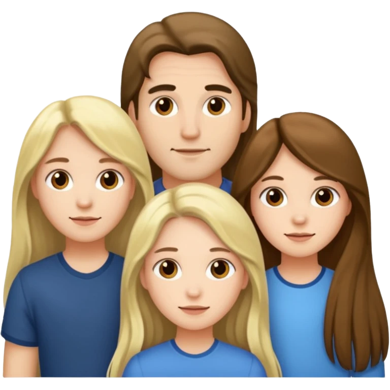 three friends, a man and two girls with long hair emoji