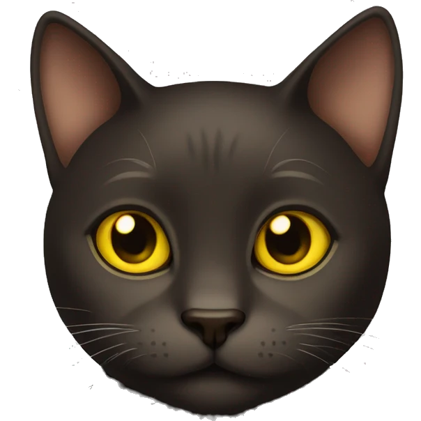 Dark brown cat with yellow eyes  emoji