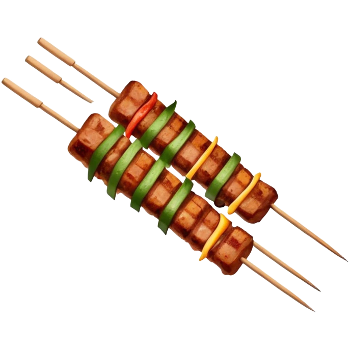 Chuanr meat skewers street food with gentle colors emoji