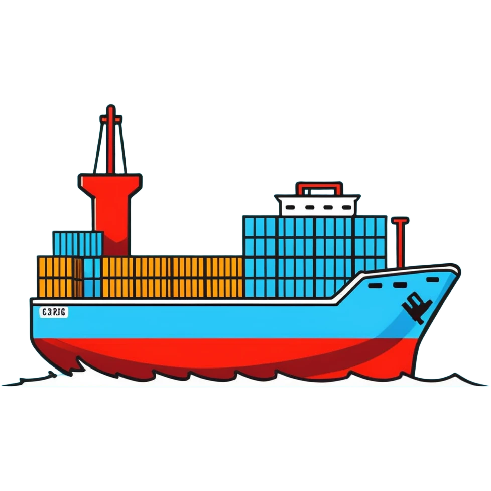 Cargo container ship in ocean emoji