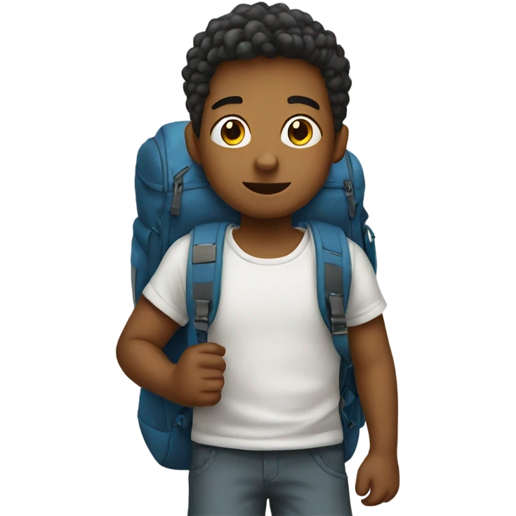 Little boy holding backpack  emoji
