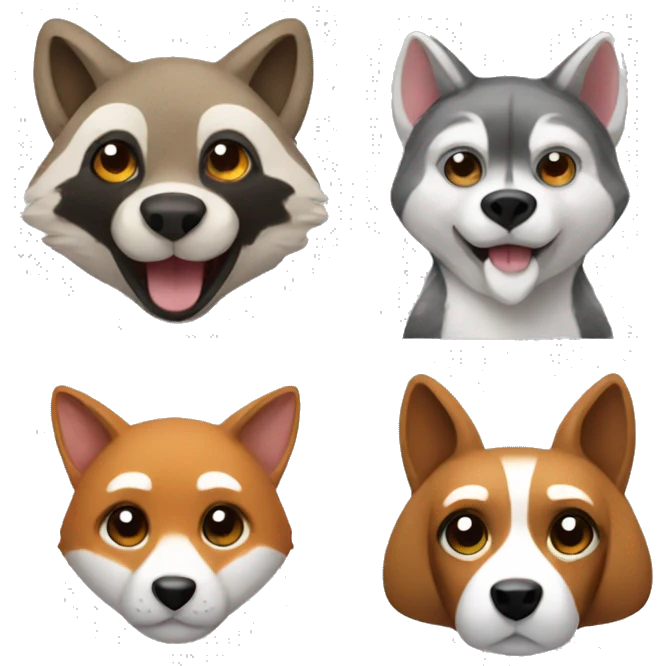 raccoon fox and beagle emoji
