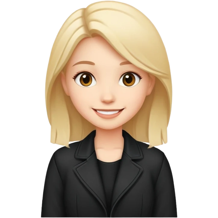 smiling girl in black jacket emoji