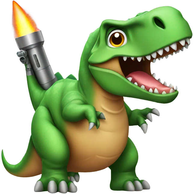 Dinosaur with a rocket launcher emoji